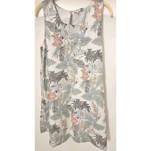 Artisan New York Linen Shift Tropical Beach Dress Sz Large
